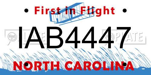 IAB4447 North Carolina License Plate