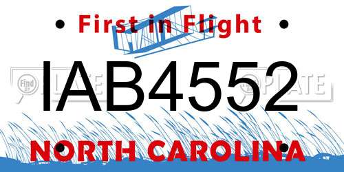 IAB4552 North Carolina License Plate