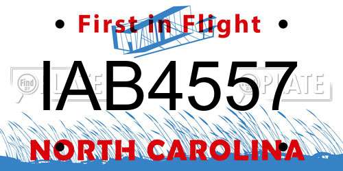 IAB4557 North Carolina License Plate