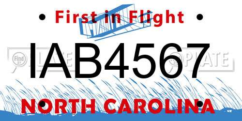 IAB4567 North Carolina License Plate