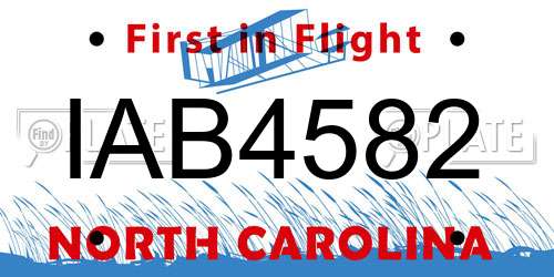 IAB4582 North Carolina License Plate