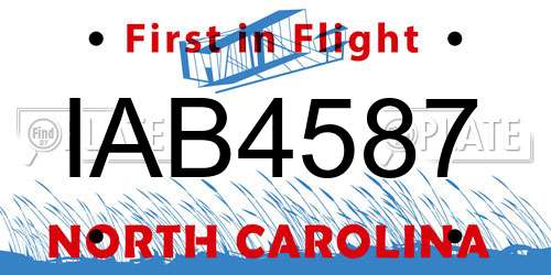 IAB4587 North Carolina License Plate