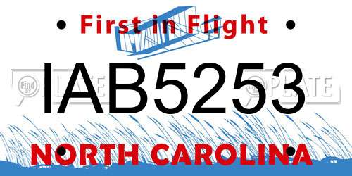 IAB5253 North Carolina License Plate