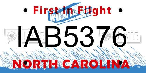 IAB5376 North Carolina License Plate