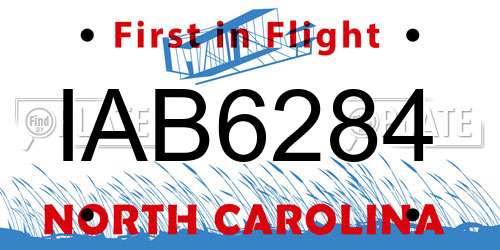 IAB6284 North Carolina License Plate