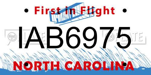 IAB6975 North Carolina License Plate
