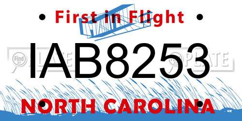 IAB8253 North Carolina License Plate