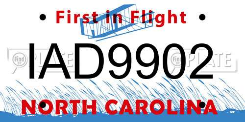 IAD9902 North Carolina License Plate