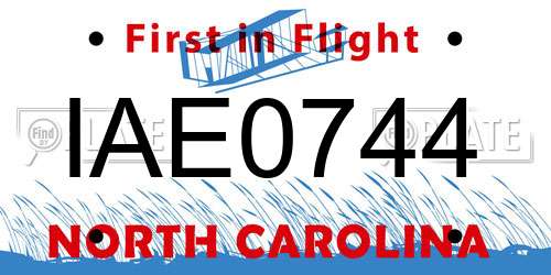 IAE0744 North Carolina License Plate