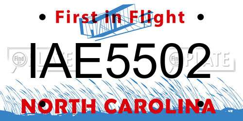 IAE5502 North Carolina License Plate