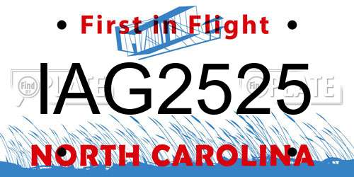 IAG2525 North Carolina License Plate