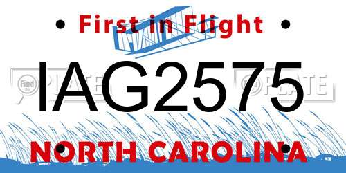 IAG2575 North Carolina License Plate