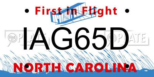 IAG65D North Carolina License Plate