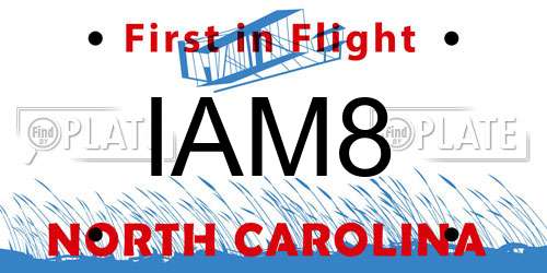 IAM8 North Carolina License Plate