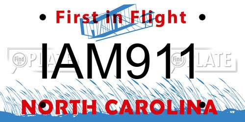 IAM911 North Carolina License Plate