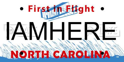 IAMHERE North Carolina License Plate