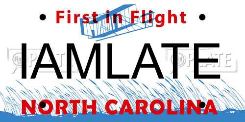 IAMLATE North Carolina License Plate