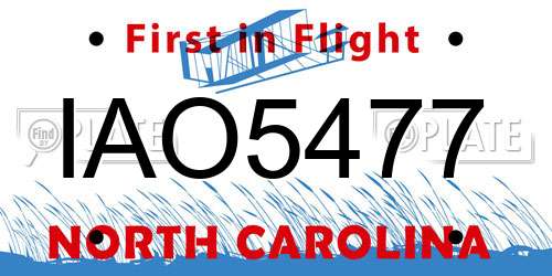 IAO5477 North Carolina License Plate