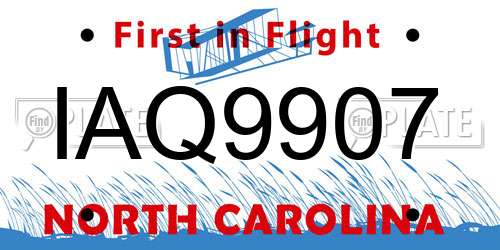 IAQ9907 North Carolina License Plate