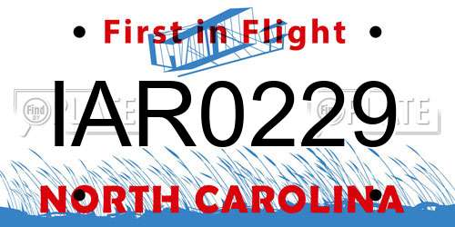 IAR0229 North Carolina License Plate