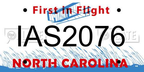 IAS2076 North Carolina License Plate