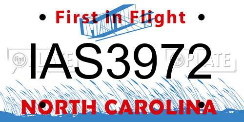 IAS3972 North Carolina License Plate
