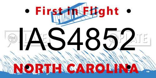 IAS4852 North Carolina License Plate