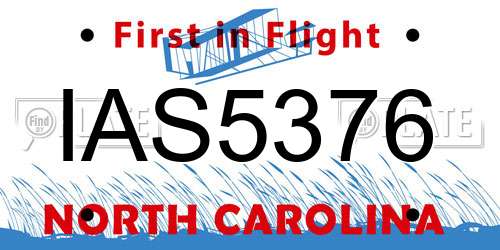 IAS5376 North Carolina License Plate