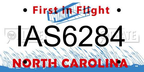 IAS6284 North Carolina License Plate