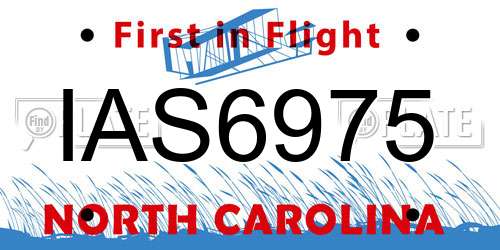 IAS6975 North Carolina License Plate