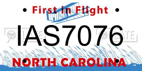 IAS7076 North Carolina License Plate