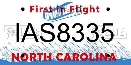 IAS8335 North Carolina License Plate