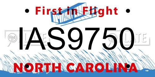 IAS9750 North Carolina License Plate