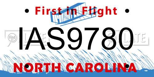 IAS9780 North Carolina License Plate