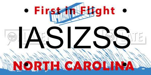 IASIZSS North Carolina License Plate