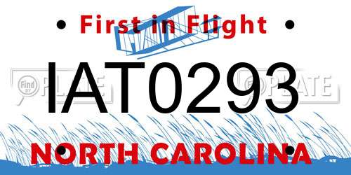 IAT0293 North Carolina License Plate