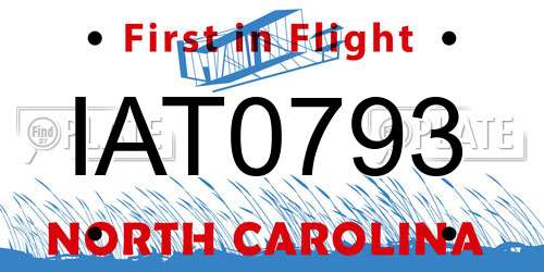 IAT0793 North Carolina License Plate