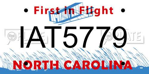 IAT5779 North Carolina License Plate