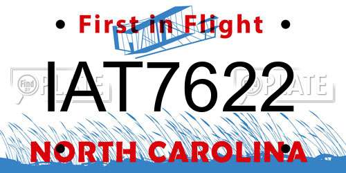 IAT7622 North Carolina License Plate