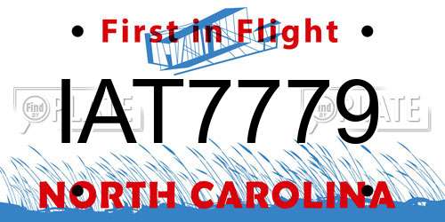 IAT7779 North Carolina License Plate