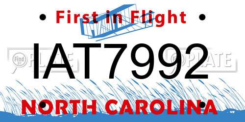 IAT7992 North Carolina License Plate