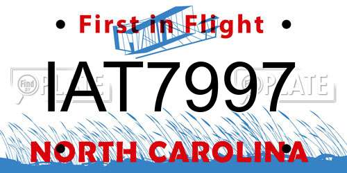 IAT7997 North Carolina License Plate