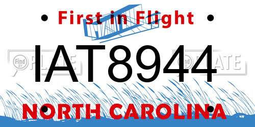 IAT8944 North Carolina License Plate