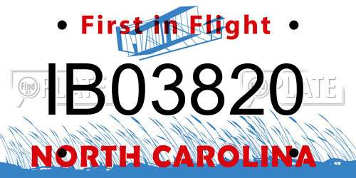 IB03820 North Carolina License Plate