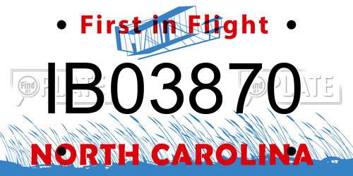 IB03870 North Carolina License Plate