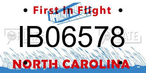 IB06578 North Carolina License Plate