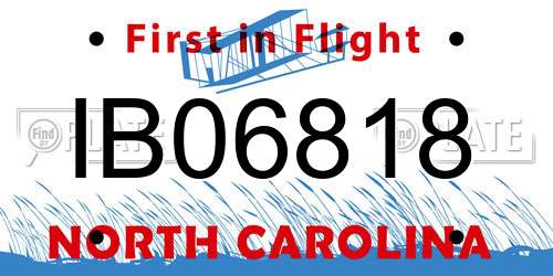 IB06818 North Carolina License Plate