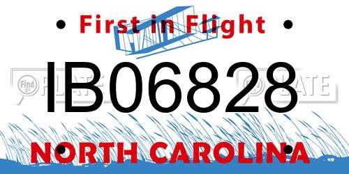 IB06828 North Carolina License Plate