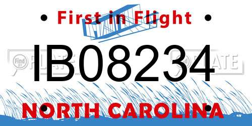 IB08234 North Carolina License Plate
