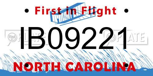 IB09221 North Carolina License Plate